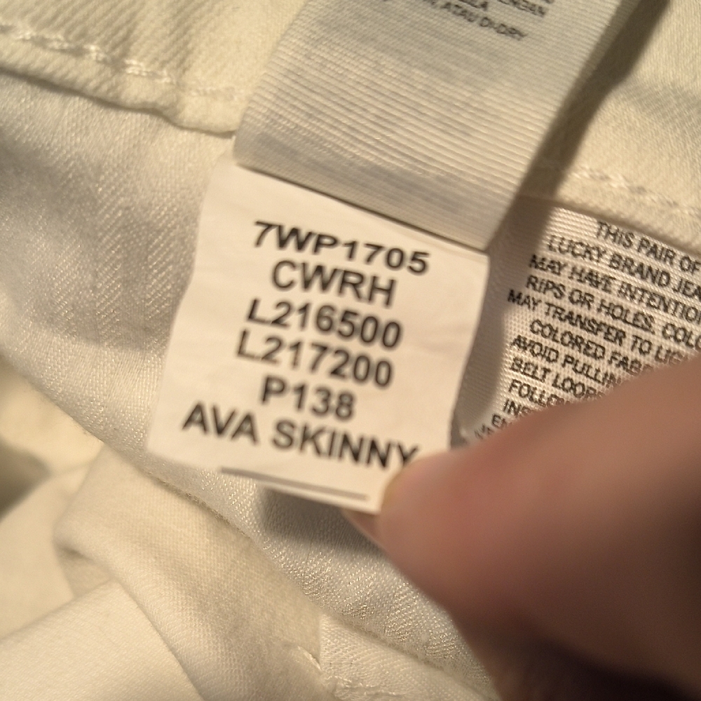 sac316🍀Ava Skinny Lucky Brand White Denim Jeans - Picture 7 of 7